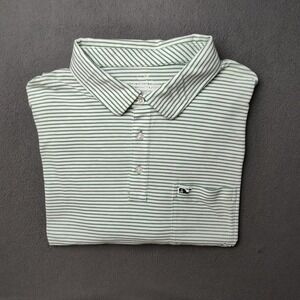 Vineyard Vines Edgartown Polo Shirt Men XL Striped Pocket Whale Golf Work School